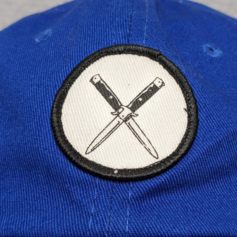 Vibetown Strapback Knife Knives shield Blue Cotton Baseball Cap Hat PacSun NEW